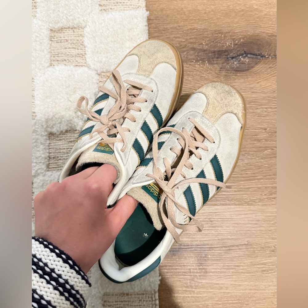 adidas Gazelle Platform Sneakers - Cream, Green, Tan - Picture 3 of 7